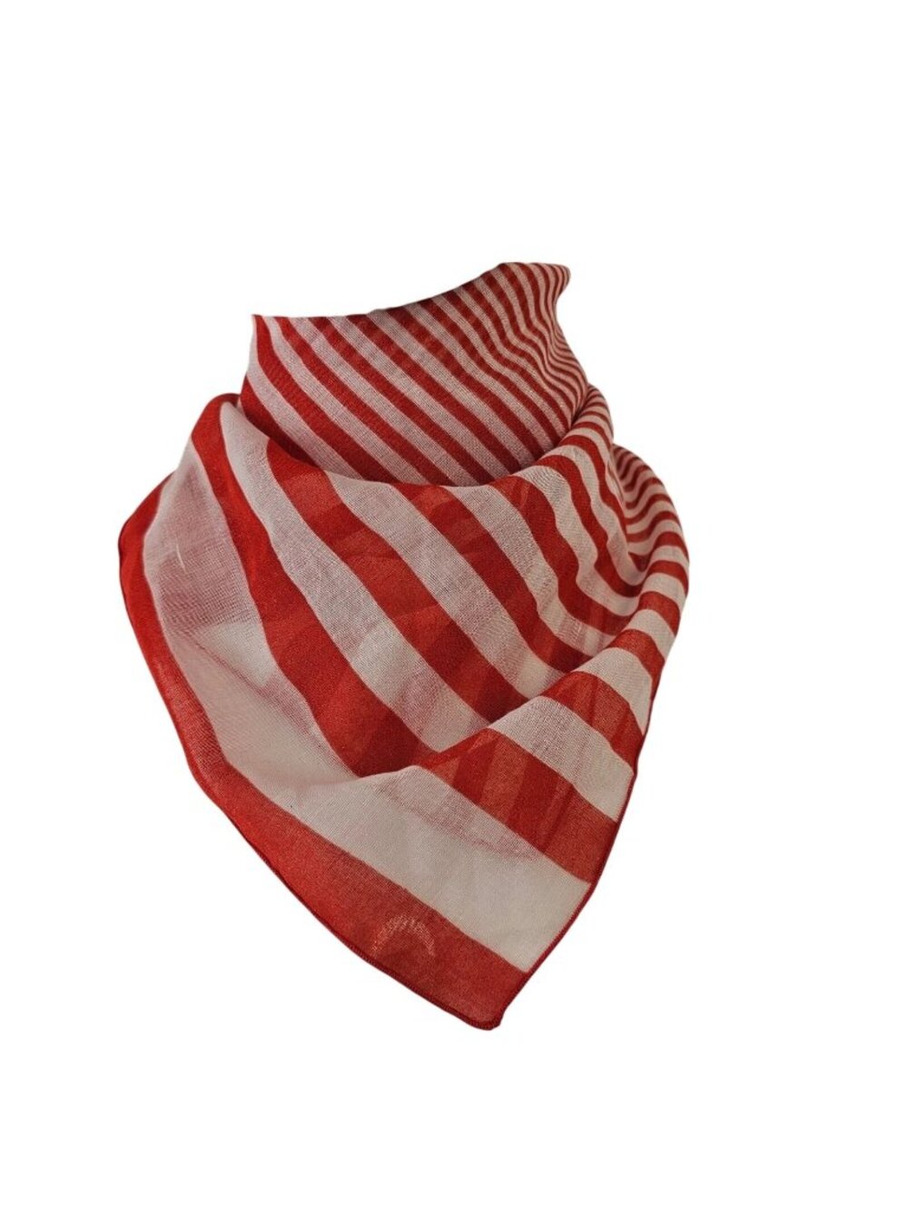 Vintage 60s Symphony Scarfs Sheer Red White Striped 20" Square Scarf  Candy Cane